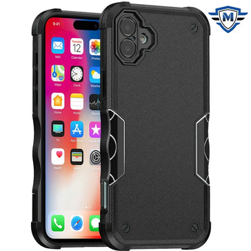 Metkase Exquisite Tough Shockproof Hybrid Case Cover In Slide-Out Package For iPhone 16 6.1 Inch - Black