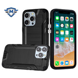 Metkase Strong Tough Metallic Design Hybrid Case In Premium Slide-Out Package For iPhone 15 Pro - Black