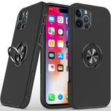 Premium Chief Oil Painted Magnetic Ring Stand Hybrid Case Cover For iPhone 16 Pro 6.3 Inch - Black