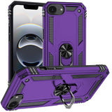 Premium Ring Magnetic Kickstand Hybrid Case Cover For iPhone 16E / SE4 Ring - Dark Purple