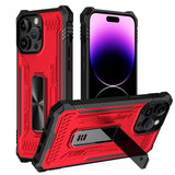 Premium Mighty Zinc Oil Kickstand With Uv Oil Premium Material Hybrid Case For iPhone 15 - Red