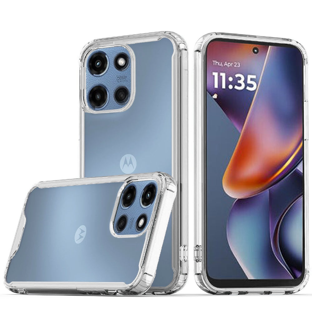 HR Premium Colored Shockproof Transparent Hard Pc Tpu Hybrid Case Cover For Moto G 5G 2025/2026 / G Play 2026 - Clear/Clear