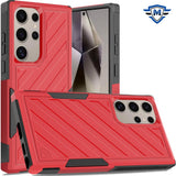 Metkase Noble Lined Shockproof Dual Layer Hybrid Case In Slide-Out Package For Samsung S25 Ultra - Red/Black