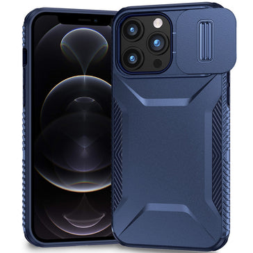 Premium Ultimate U Design Hybrid Case With Camera Window Covering For iPhone 12 Pro Max 6.7 - Dark Blue