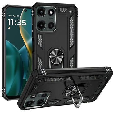 Premium Ring Magnetic Kickstand Hybrid Case Cover For Moto G Stylus 5G 2025 - Black