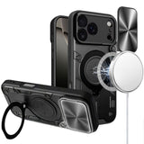 Premium Magnetic Ring Stand Classic Design Full Camera Protection Hybrid Case For iPhone 17 Pro - Black