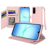 Premium Wallet Id Card Holder Case For Samsung A17 5G - Rose Gold