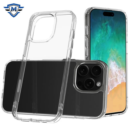 Metkase Pure Crystal Transparent Thick 2.0Mm Shockproof Chromed Buttons Case In Slide-Out Package For iPhone 16 Pro Max 6.9 Inch - Clear