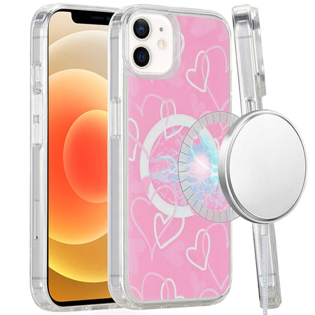 Premium Magnetic Space Uv Design Case For iPhone 12 & iPhone 12 Pro - Hearts