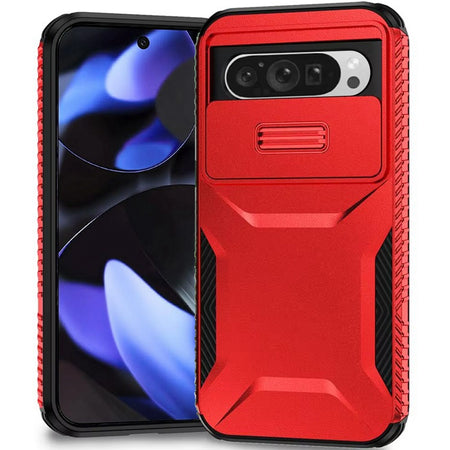 Premium Ultimate U Design Hybrid Case With Camera Window Covering For Google Pixel 10/10 Pro - Red