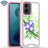 Metkase Premium Rank Design Fused Hybrid Case In Slide-Out Package For Motorola Moto G 5G 2024 - Green Floral