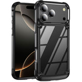 Premium Ultimate Casex Transparent Hybrid Case With Metal Buttons And Camera Edges For iPhone 17 Pro Max - Black