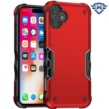 Metkase Exquisite Tough Shockproof Hybrid Case Cover In Slide-Out Package For iPhone 16 6.1 Inch - Red