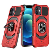 Premium Robotic Hybrid cover With Magnetic Ring Stand For iPhone 13 / 14 - Red