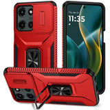 Premium Complete Magnetic Metal Ring Stand Camera Protection Hybrid Case For Moto G Stylus 5G 2025 - Red