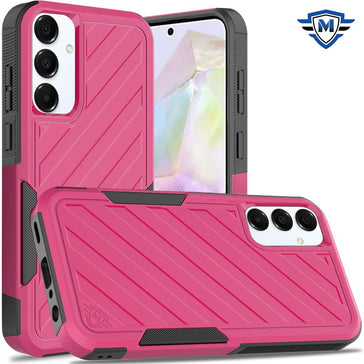 Metkase Noble Lined Shockproof Dual Layer Hybrid Case For Samsung Galaxy A36 - Hot Pink/Black