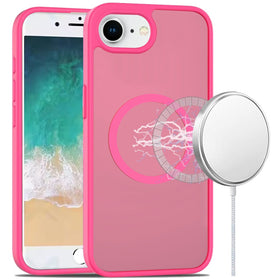 Premium [Magnetic Circle] Smooth Safe Matte Feel Hybrid Case for iPhone 16E / SE4 / 17e - Hot Pink
