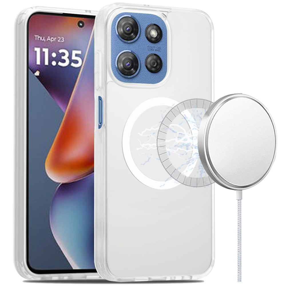 HR Premium [Magnetic Circle] Smooth Safe Matte Feel Hybrid Case For Moto G 5G 2025/2026 / G Play 2026 - Clear