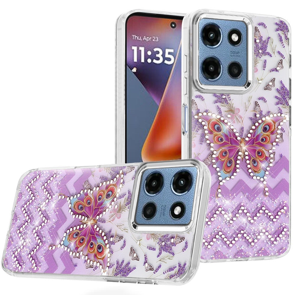 Premium Resin Epoxy Design Diamond Metal Edged Case For Moto G 5G 2025/2026 & Moto G Play 2026 - B