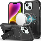 Premium Sturdy Bracket Kickstand Magnetic Hybrid Case For iPhone 13/14 - Black