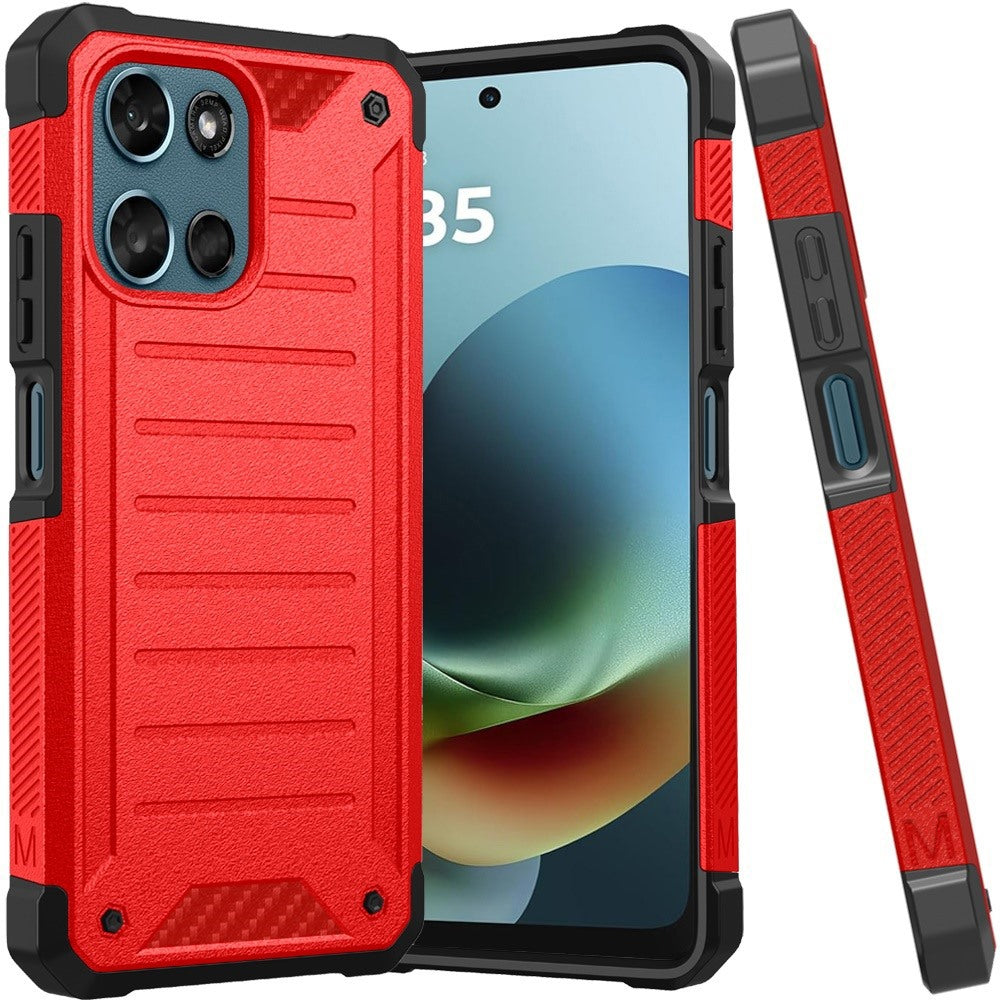 Premium Tough Lined Premium Design Case For Moto G 5G 2025/2026 & Moto G Play 2026- Red