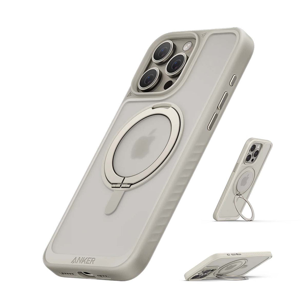 Anker Mag-Go Magnetic Case With Stand 360° Ring Stand for iPhone 16 Pro - Titanium