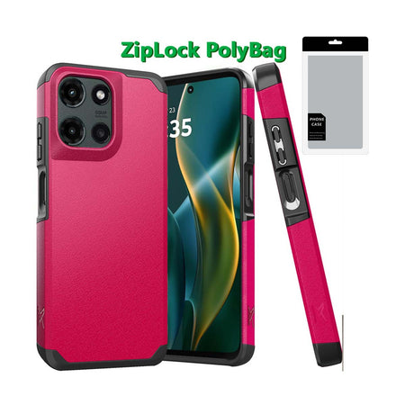 Metkase (Original Series) Tough Strong Shockproof Hybrid Case In Slide-Out Package For Moto G Stylus 5G 2025 - Hot Pink