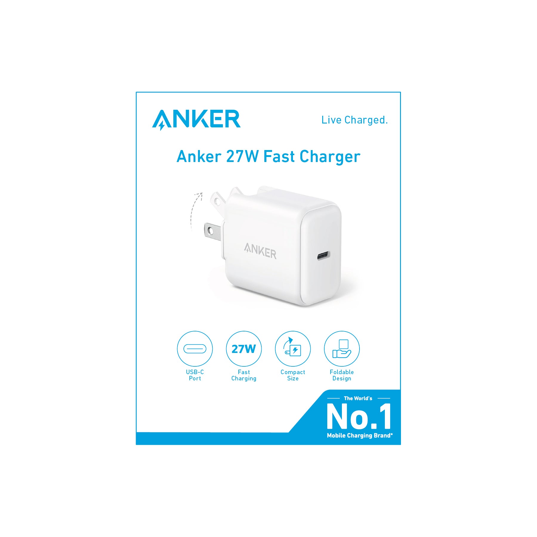 Anker Powerport 27W USB-C Wall Charger (No Hang Tag) - White