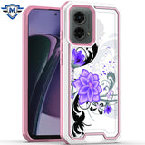 Metkase Premium Rank Design Fused Hybrid Case In Slide-Out Package For Motorola Moto G Stylus 5G 2024 - Purple Lily