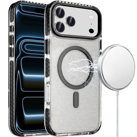 HR Premium Max Transparent Matching Color Magnetic Ring Hybrid Case For Iphone 18 Pro - Black