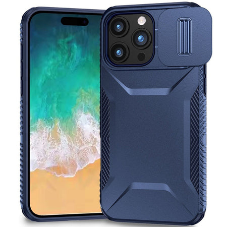 Premium Ultimate U Design Hybrid Case With Camera Window Covering For iPhone 16 Pro Max 6.9 Inch - Dark Blue