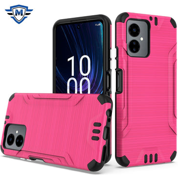 Metkase Strong Tough Metallic Design Hybrid Case In Slide-Out Package For Boost Celero SC 5G 2024 - Hot Pink