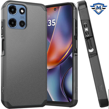 Metkase (Original Series) Tough Strong Shockproof Hybrid Case In Slide-Out Package For Motorola Moto G 5G 2025 - Charcoal Grey