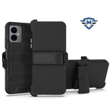 Metkase 3-In-1 Holster Strong Tough Metallic Design Hybrid Case In Slide-Out Package For Boost Celero SC 5G 2024 - Black