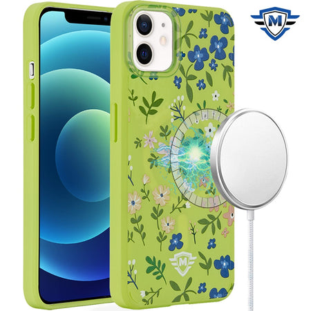Metkase (Magnetic) Premium Recycled Eco-Friendly Grs Imd Case For iPhone 12 & iPhone 12 Pro - Green Floral