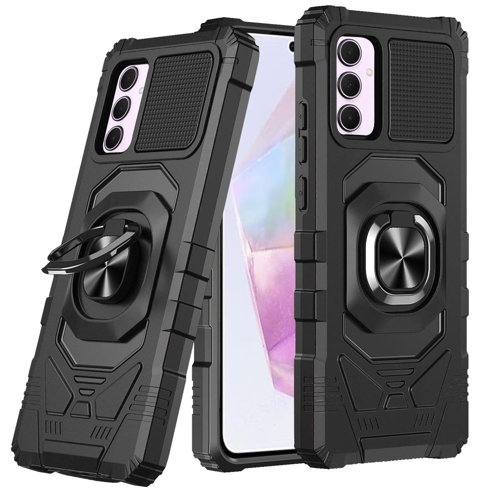 Premium Robotic Hybrid With Magnetic Ring Stand Case Cover For Samsung A35 5G - Black