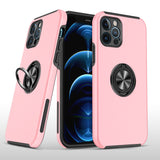 Premium Chief Oil Painted Magnetic Ring Stand Hybrid cover For iPhone 13 / 14 - Pink