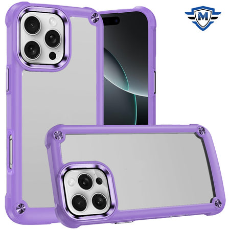 Metkase Ultimate Casex Transparent Hybrid Case With Metal Buttons And Camera Edges In Slide-Out Package For iPhone 16 Pro Max 6.9 Inch - Light Purple