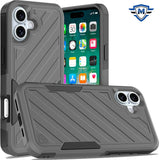 Metkase Noble Lined Shockproof Dual Layer Hybrid Case In Slide-Out Package For iPhone 16 Plus 6.7 Inch - Grey/Black