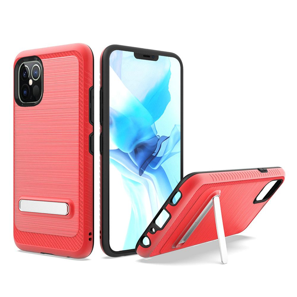 Hybrid Case Cover For iPhone 12 & iPhone 12 Pro - Red - Slick Magnetic Kickstand Wild Flag