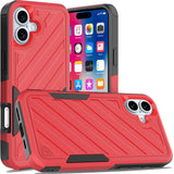 Premium Noble Lined Shockproof Dual Layer Hybrid Case For iPhone 16 6.1 Inch - Red/Black