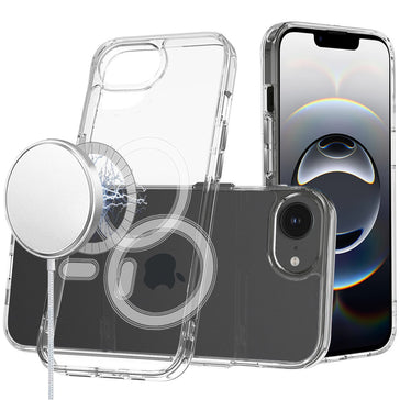 Premium Thick Transparent [Magnetic Circle] Shockproof Hybrid Case For iPhone 16E / Se4 - Clear