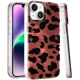 Premium Glitter Double Layer Design IMD TPU Case For iPhone 13/14 - Beauty Leopard
