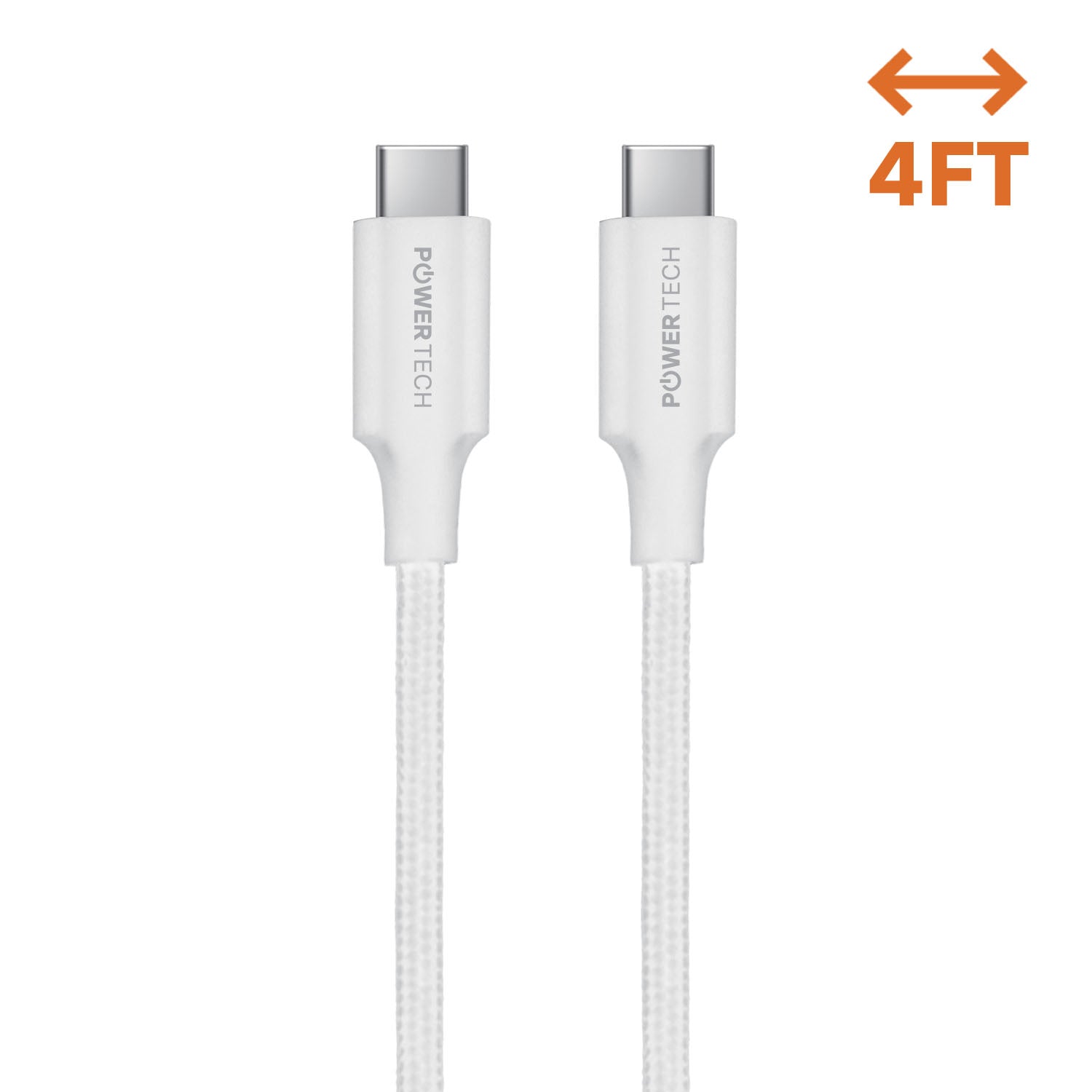 Powertech USB-C To USB-C 4' Cable - White