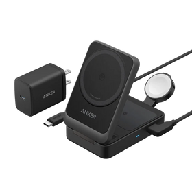 Anker Maggo Wireless Charging Station (15W, 3-In-1 Pad, Qi2) - Black