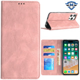 Metkase Wallet Premium PU Vegan Leather ID Card Money Holder With Magnetic Closure In Slide-Out Package For iPhone 16 Pro Max 6.9 Inch - Rose Gold