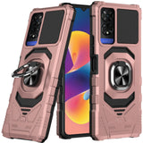 Premium Robotic Hybrid Case With Magnetic Ring Stand For TCL 50 XE - Rose Gold