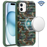 Metkase Chrome Lined Pattern [Magnetic Circle] Premium Case For iPhone 15 - Camo Leopard