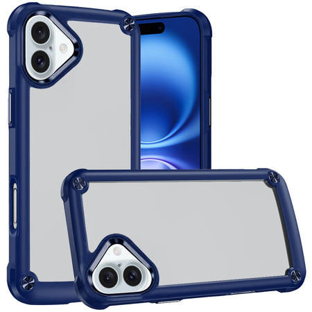 Premium Ultimate Casex Transparent Hybrid Case With Metal Buttons And Camera Edges For iPhone 16 Plus 6.7 Inch - Blue