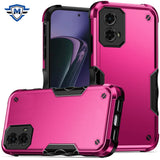 Metkase Exquisite Tough Shockproof Hybrid Case In Slide-Out Package For Motorola Moto G Stylus 5G 2024 - Hot Pink/Black